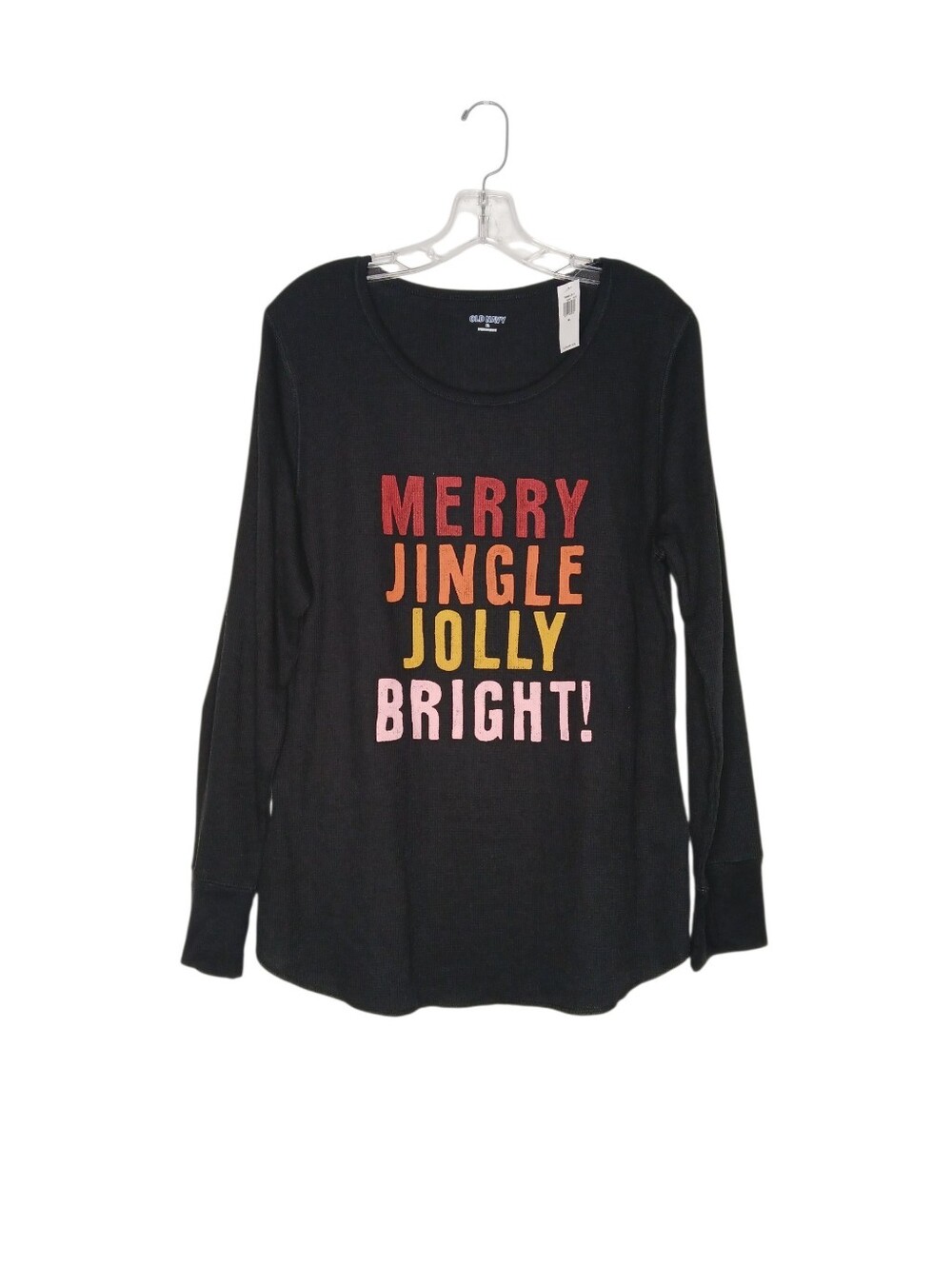 Old Navy "Merry Jingle Jolly Bright!" Long Sleeve Thermal Waffle-Knit Pajama